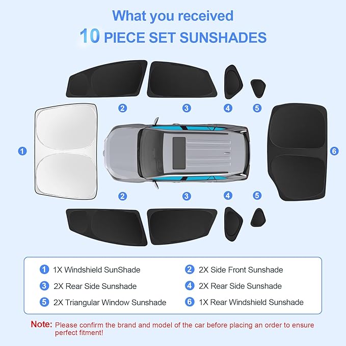 10pcs Car Window Shades for Toyota Prius Hatchback 2010-2015 Accessories