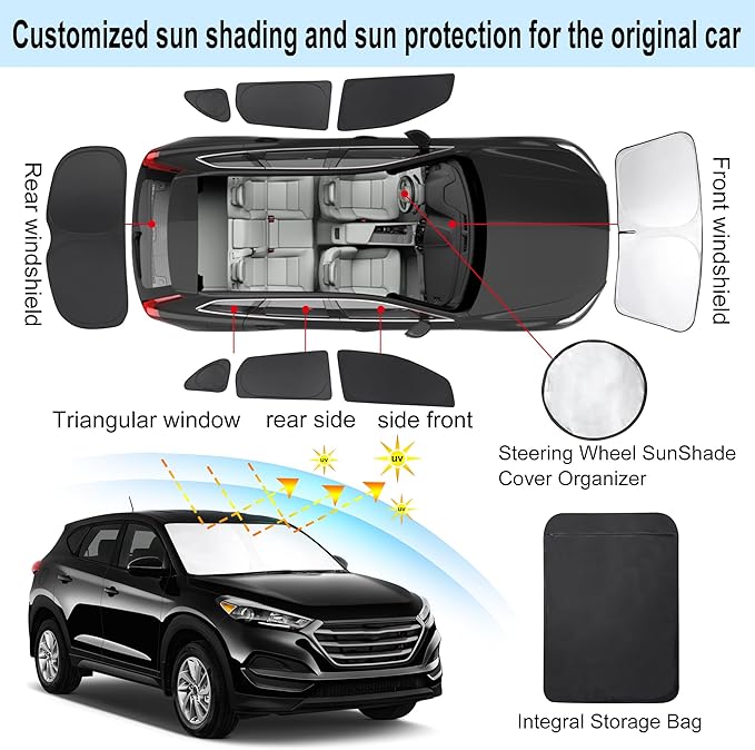 TINGLU Window Shades for Hyundai Tucson 2016-2021 Accessories Car Side Full (...