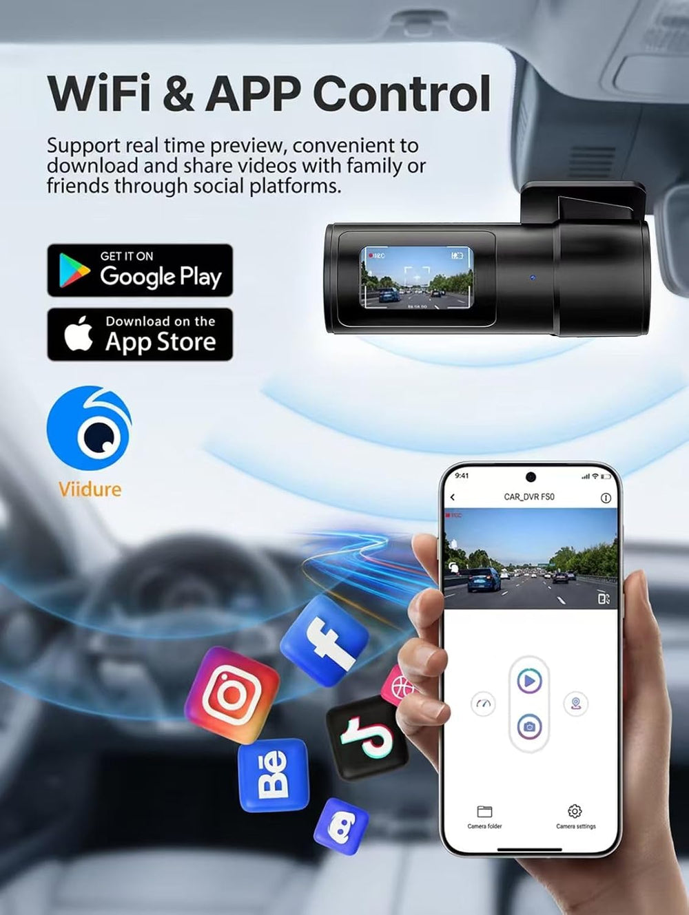 HKOIZBL 4K+2.5K Dash Cam Front and Rear, 2CH dashcam Free 32GB with WiFi