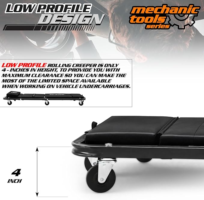 M-AUTO Heavy-Duty Convertible Mechanic Creeper, Z-Creeper 2-in-1 Creeper and