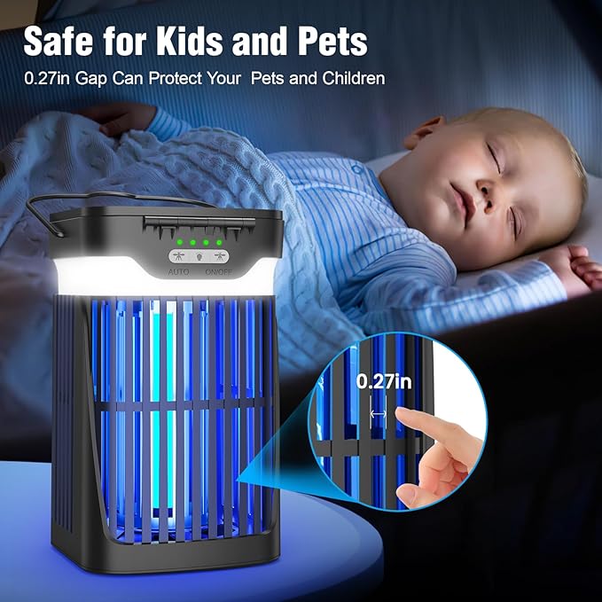 Solar Bug Zapper Outdoor and Indoor, Dual Folding Solar Panel