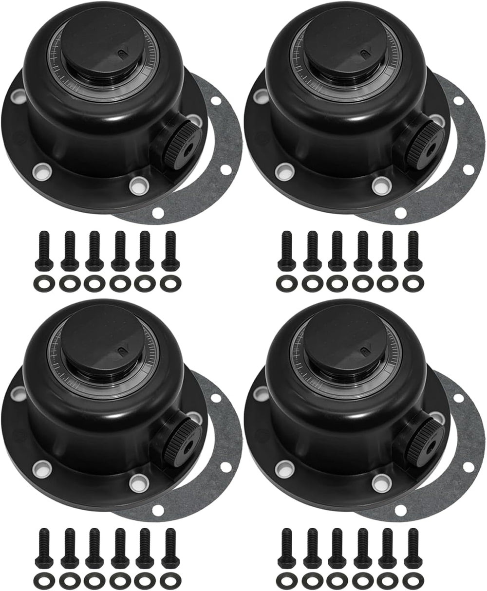 4 Pack Steer Axle Hub Caps, Black, 4.5 in, Replaces 343-4024 1612 1711 | Bolt...