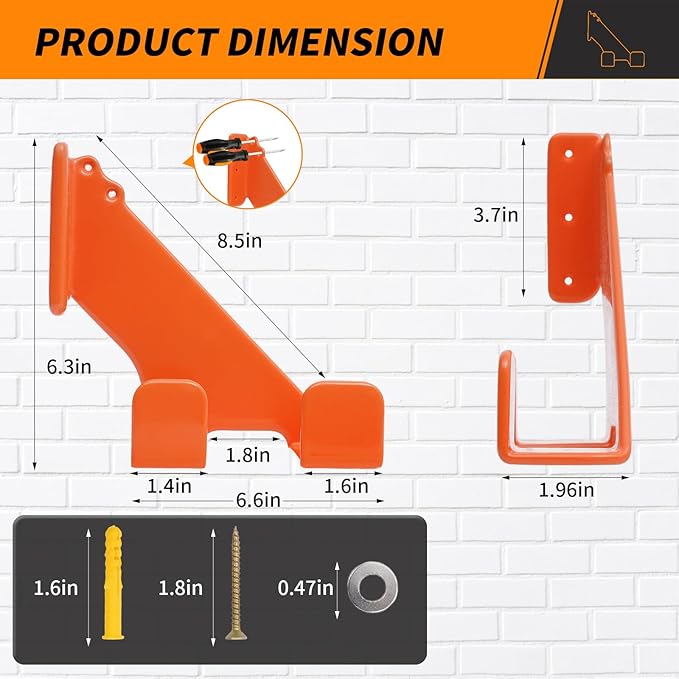 Chainsaw Holder, 3 Pack Wall Mounted Chainsaw Hanger, Scratch-Resistant Chain