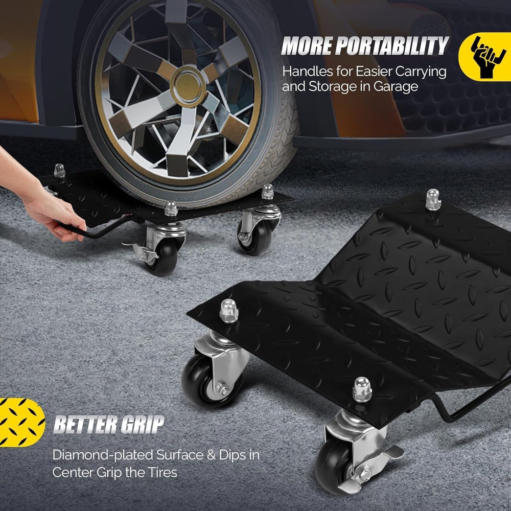 PrecisionAuto Heavy Duty 3000 lbs Car Wheel Dolly Set of 2 – Steel Tire Skate...