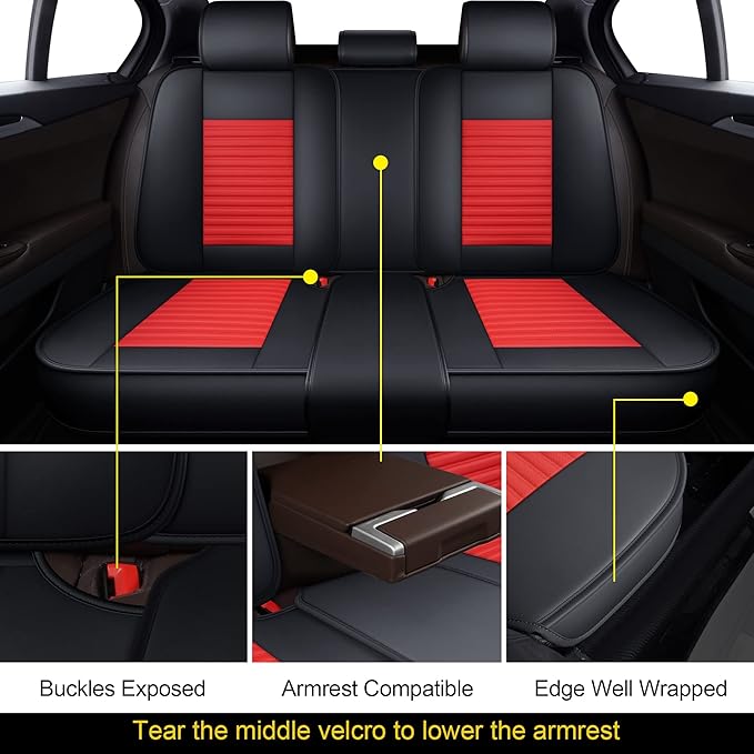 LINGVIDO Car Seat Covers, Breathable and Waterproof Faux Leather Automotive