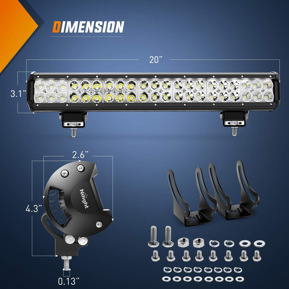 Nilight 20Inch 126W Spot Flood Combo Led Light Bar 4PCS 4Inch 18W Spot LED Po...
