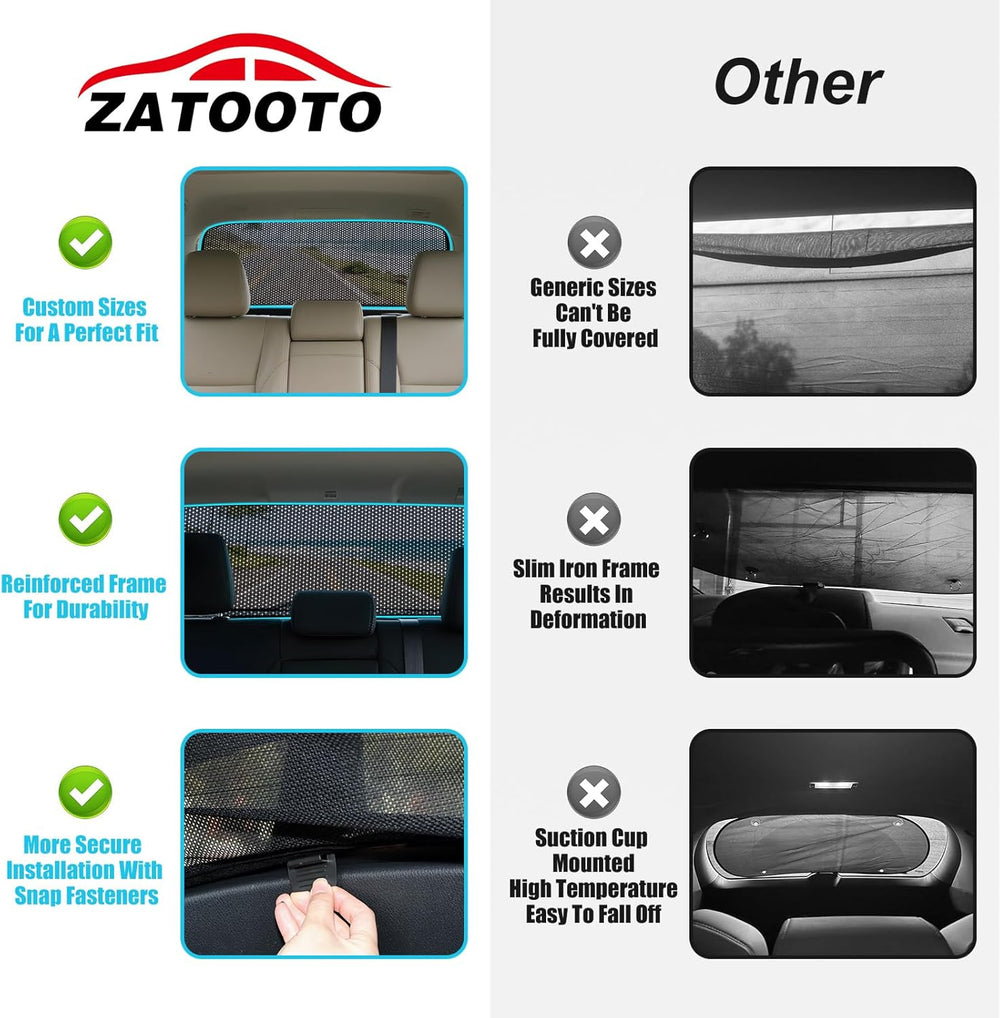 ZATOOTO Rear Window Sun Shade for Ford F150 2016-2024, Visible Back Windshiel...