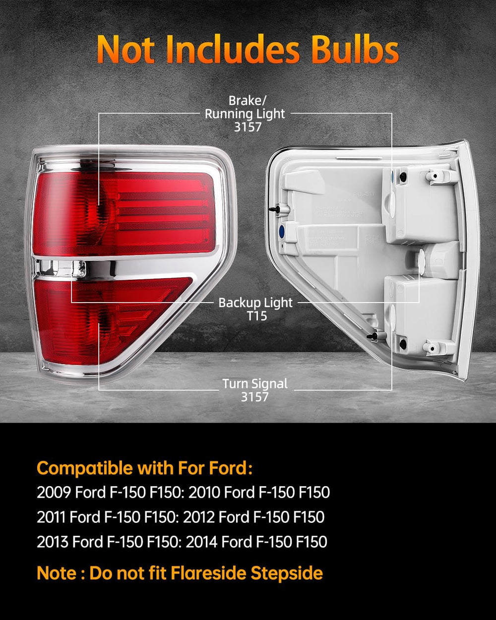 OKLPF Rear Brake Tail Lights Compatible With 2009 2010 2011 2012 2013 2014 Fo...