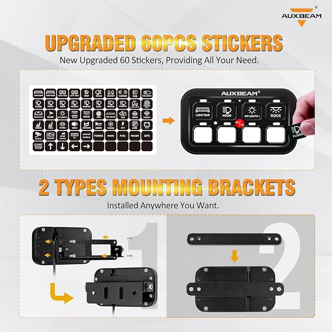 Auxbeam 8 Gang Switch Panel BB80, Universal Circuit Control Relay System Box