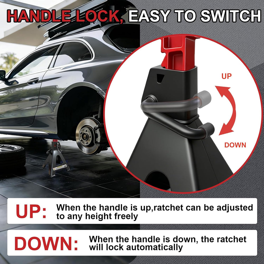 3 Ton Jack Stands (6,600 lbs) - Heavy Duty Car Jack Stand with Double Pin Loc...