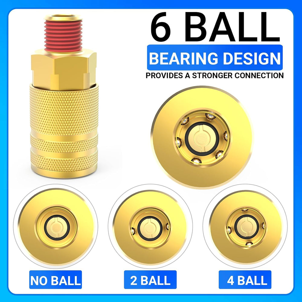 ChillWaves 1/4-Inch Brass Male Industrial Coupler,1/4" NPT Male 6-Ball Q...