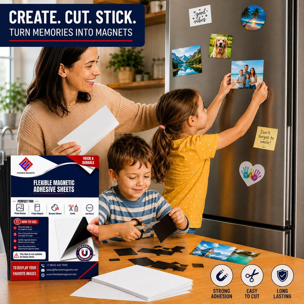 Flexible Magnet Sheet with Adhesive Backing, 20 Mil, 8.5" x 11", 10...