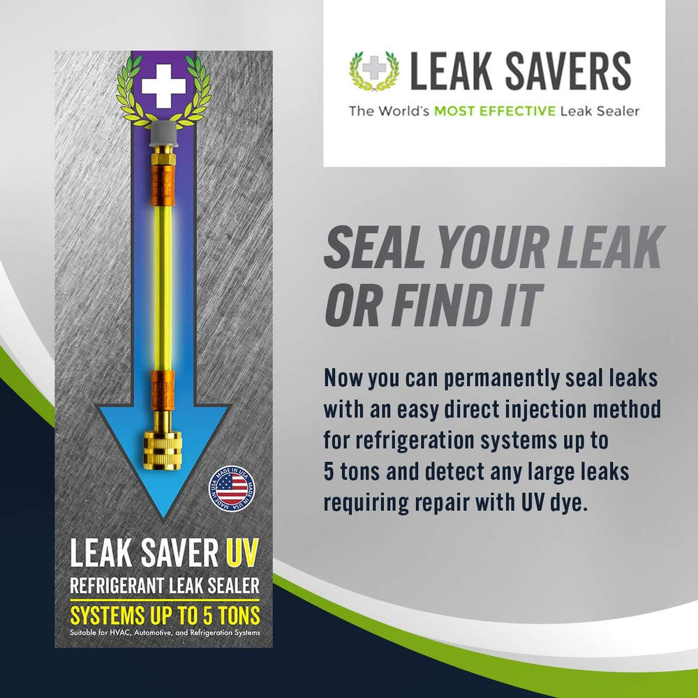 Leak Saver Direct Inject UV - Refrigerant Leak Sealer with Added UV Dye to De...