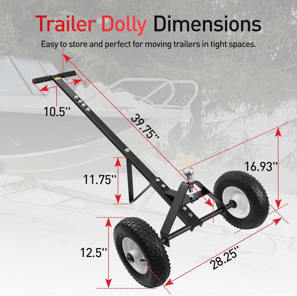 Trailer Dolly, 600LBS Capacity, 1-7/8” Hitch Ball with 12” Solid Tires, Trail...