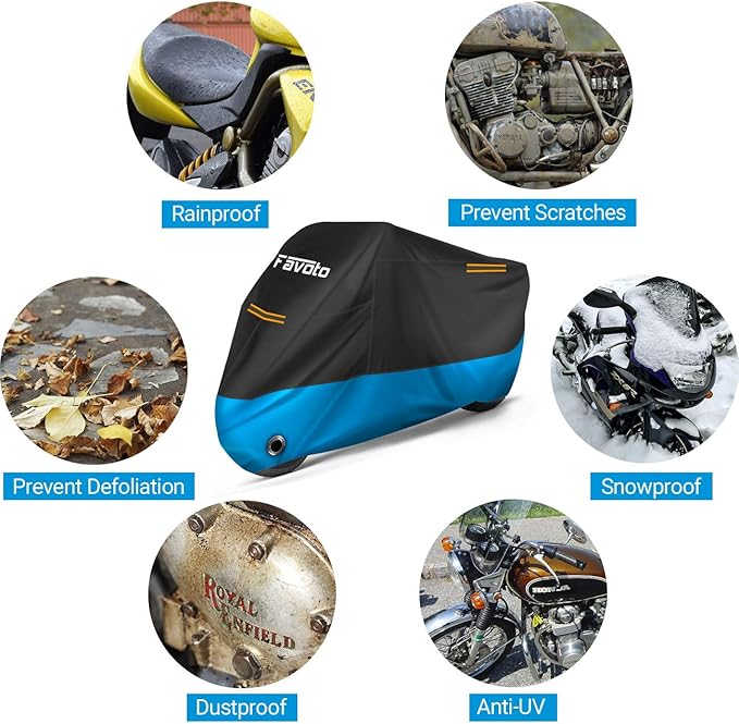 Favoto Motorcycle Cover 104 inches Length All Season Universal Weather