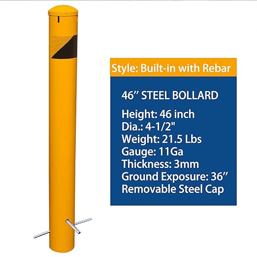 46" High Pour in Place Steel Bollard Post