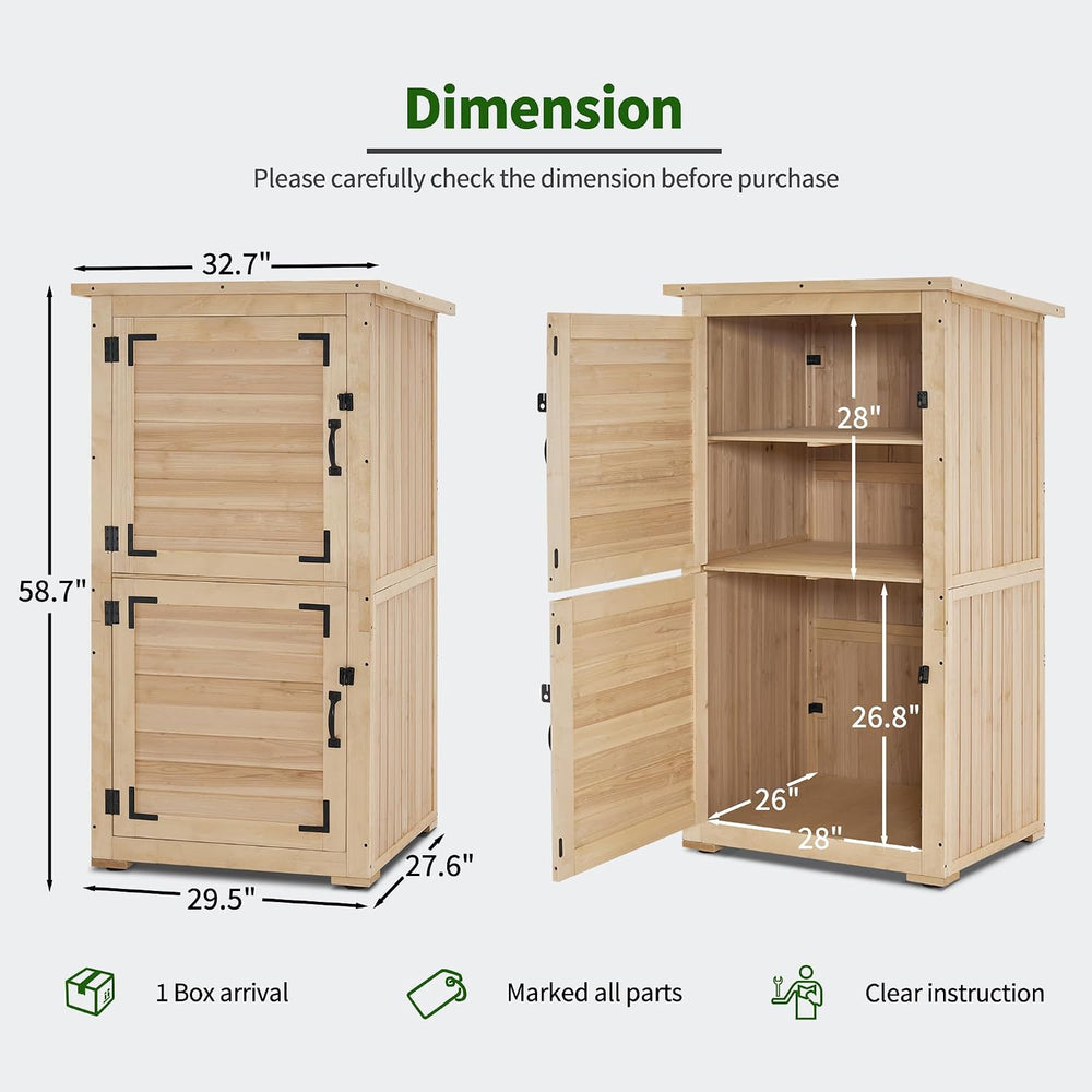 MCombo Outdoor Storage Cabinet, 30" Deep Wood Garden Shed Waterproof 0786