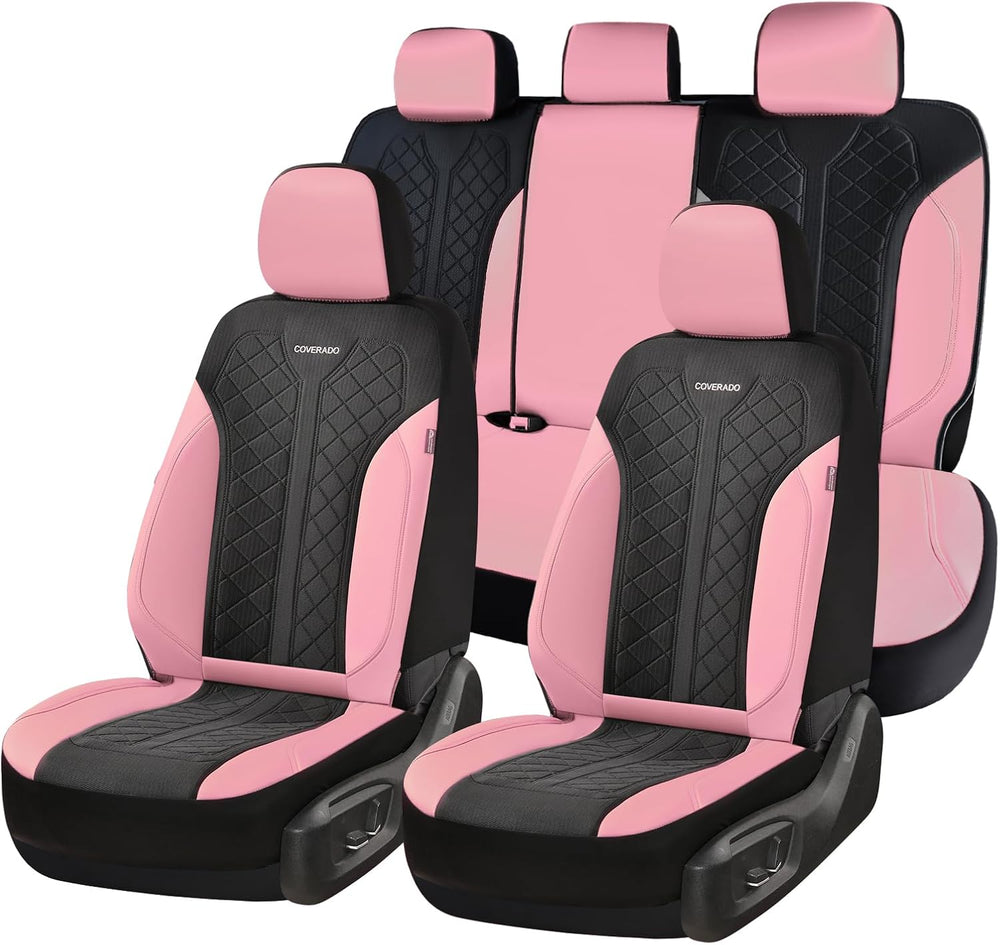 Coverado Automotive Seat Covers Full Set, Luxury Car Seat Covers, Leather Sea...