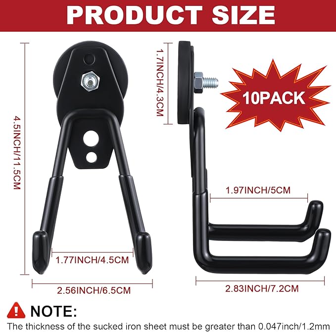 Landhoow Large Magnetic Hooks Heavy Duty Garage Magnet Hooks Strong Storage (...