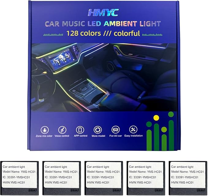 Car Interior Ambient Lights, 18 in 1 128 Colorful LED Acrylic Fiber Optic Strip