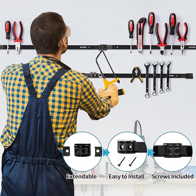 12" 18" 24" Magnetic Tool Holder Strip, Metal Tool Organizer Rack