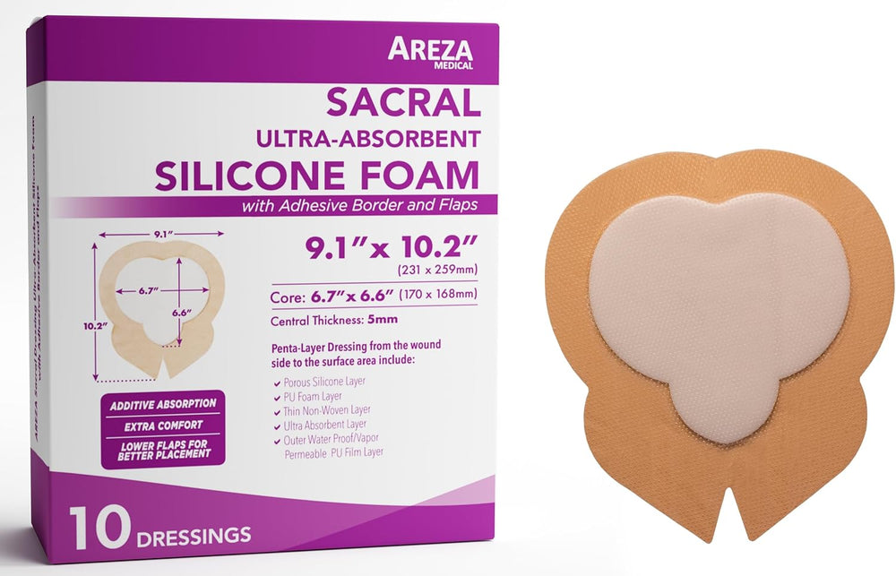 Areza Medical - Silicone Foam with Super-Absorbent Layer - Wound Dressing - W...