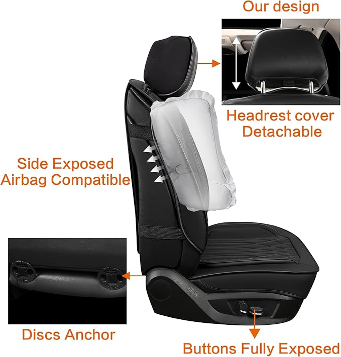 Pariitadin Leather Car Seat Covers Full Set, Waterproof Faux Leather Seat Covers