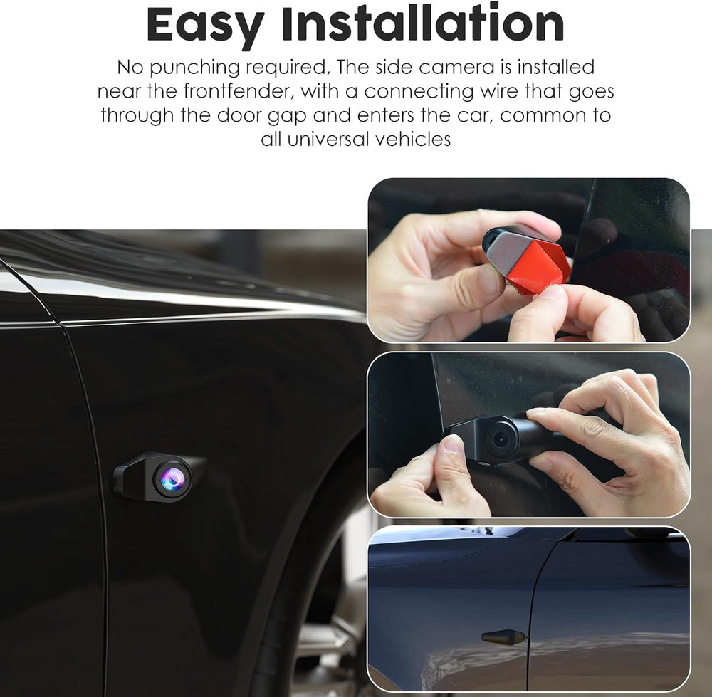 4 Channel 360° Dash Cam Detached Side Cameras, 4" Touch Screen