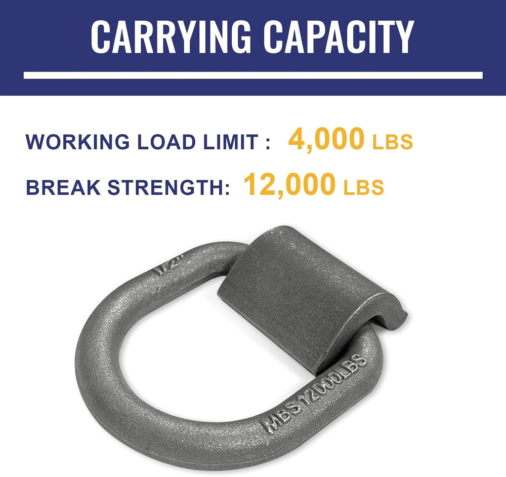 Grandroad auto 20 Pack Weld-On Forged D Ring, Heavy Duty 1/2" D-Ring Tra...