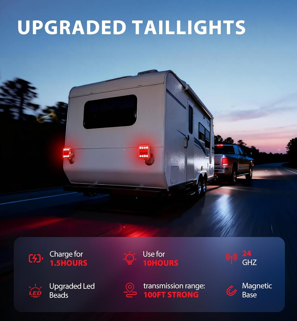 Wireless Bluetooth Magnetic Trailer Lights, Fast Charging LED Trailer Light K...