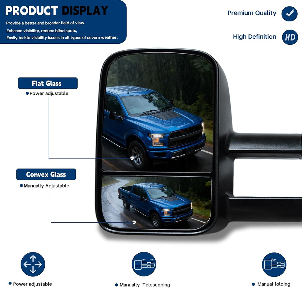 AERDM New Pair Towing Mirrors Set Telescoping Tow Mirrors fit for 1988-1998 C...