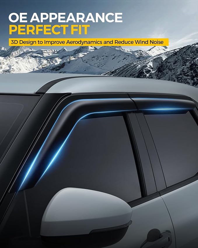 Rain Guards for Car Windows, Tape-On Window Visors Rain Guards Fit for (4 Pie...