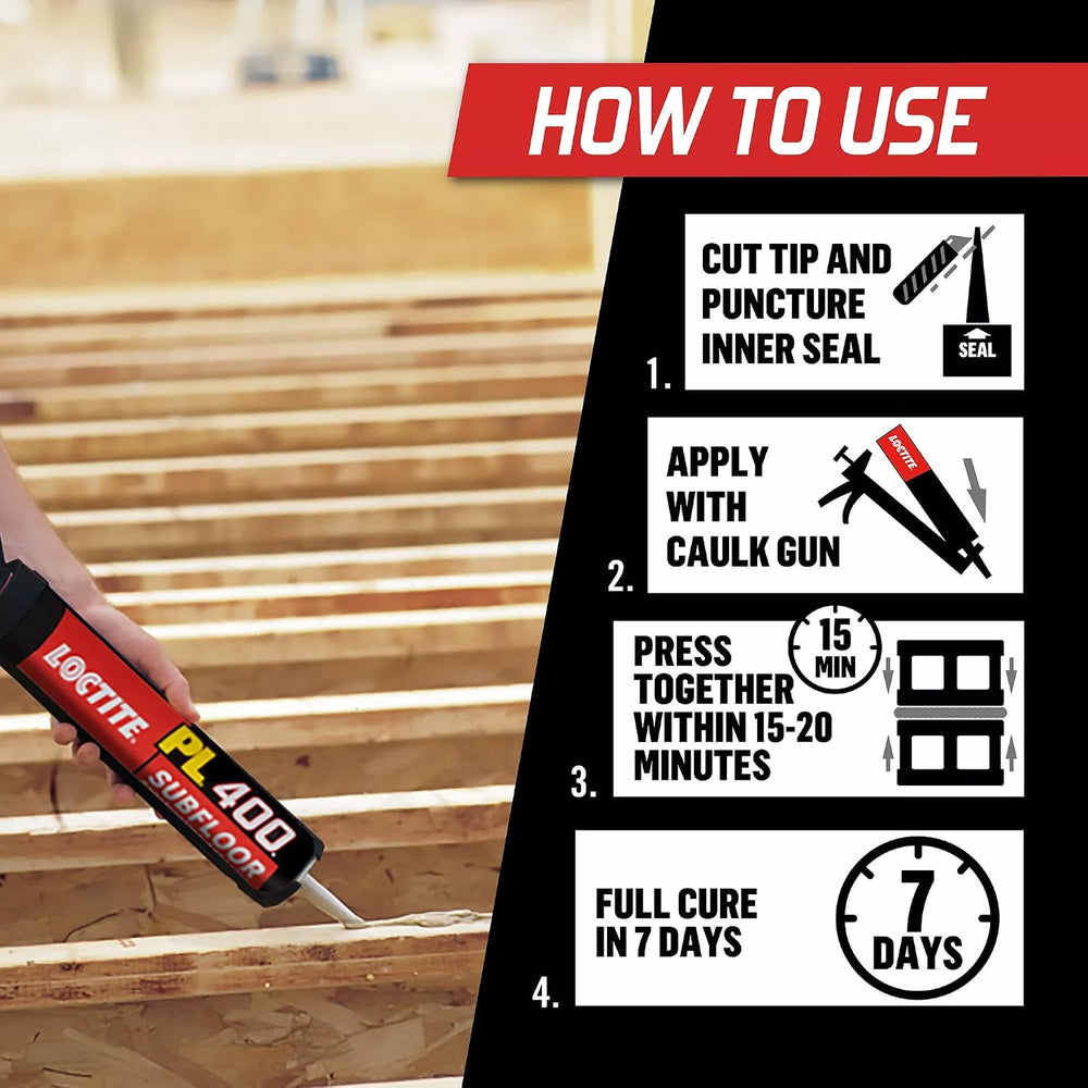 Loctite PL 400 Subfloor Heavy Duty Adhesive, 10 fl oz, 12, Cartridge