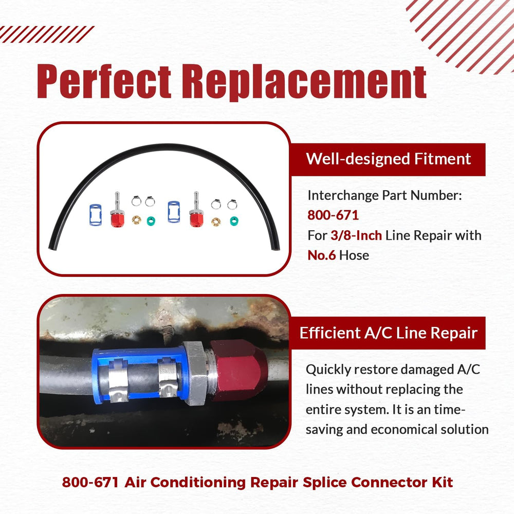 800-671 A/C Line Splice Kit for 3/8" Line With No. 6 Hose 24 Inches, Air...