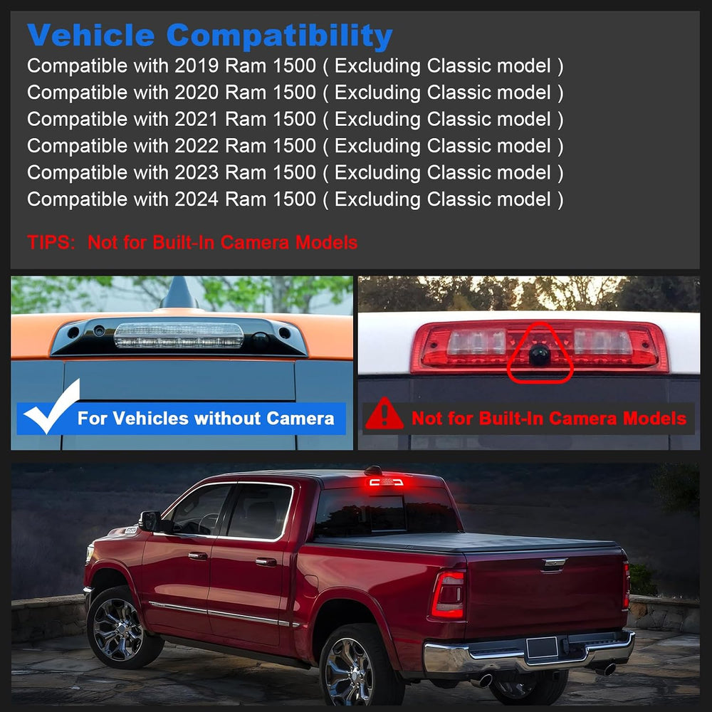 LED Third Brake Light Smoked Compatible with 2019-2026 RAM 1500 Rear High Mou...