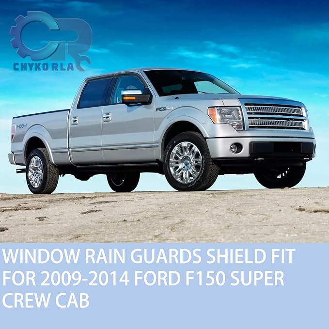 Rain Guards Window Visors Fit for 2009-2014 Ford F150 SuperCrew Cab Truck