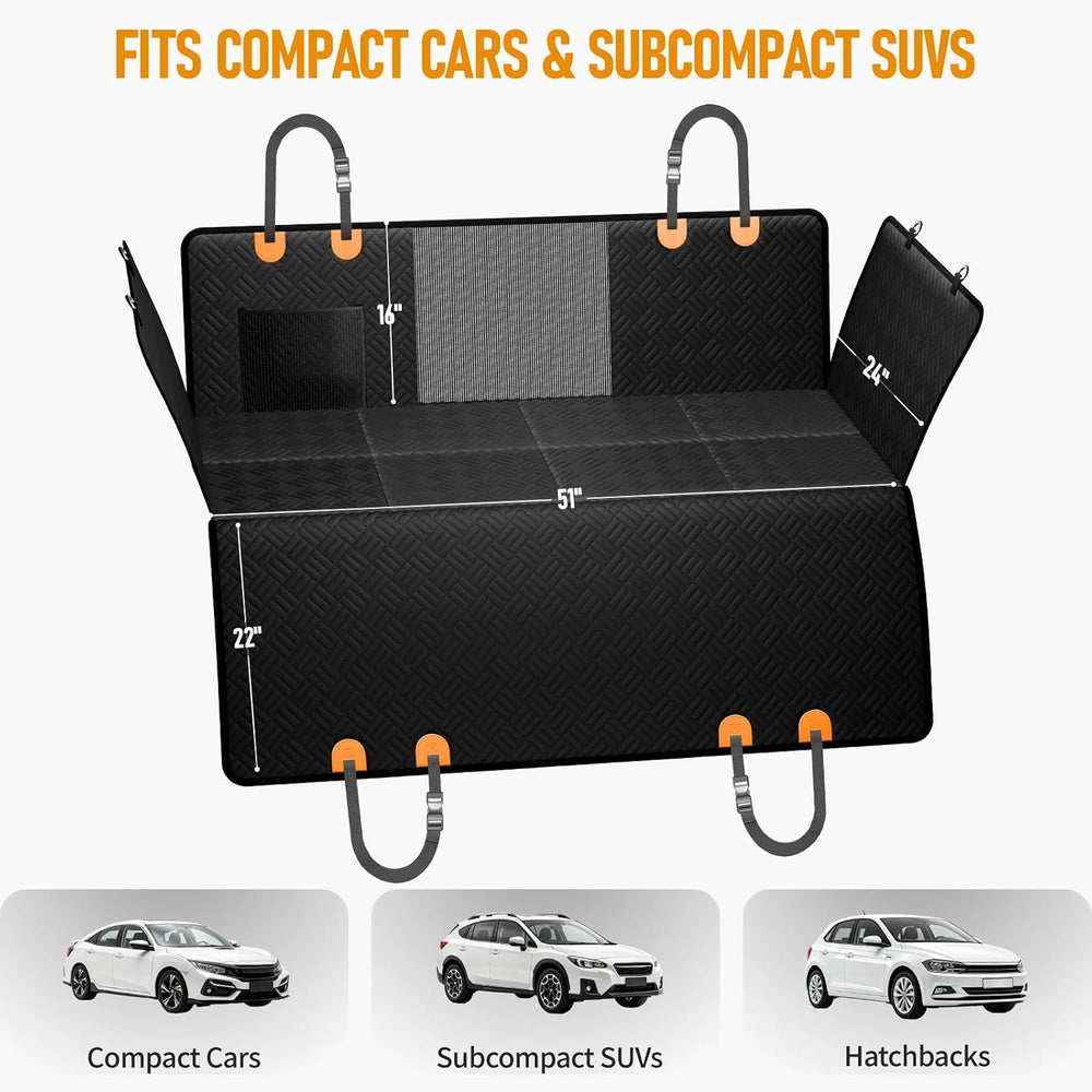 Dog Car Seat Cover for Back Seat, Hard Bottom Back Seat Extender for Dog