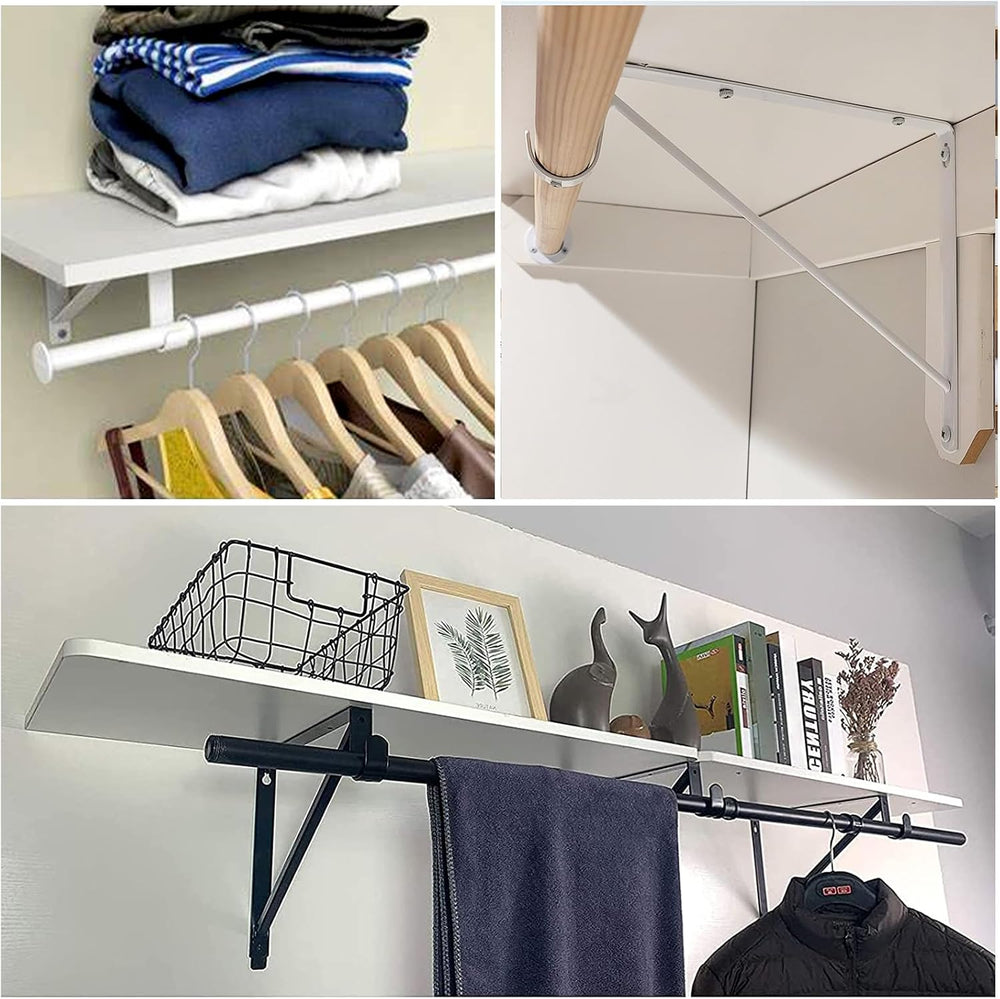 8 Pack Heavy Duty Closet Rod Bracket 11”x11” Closet Shelf & Rod Brackets,...