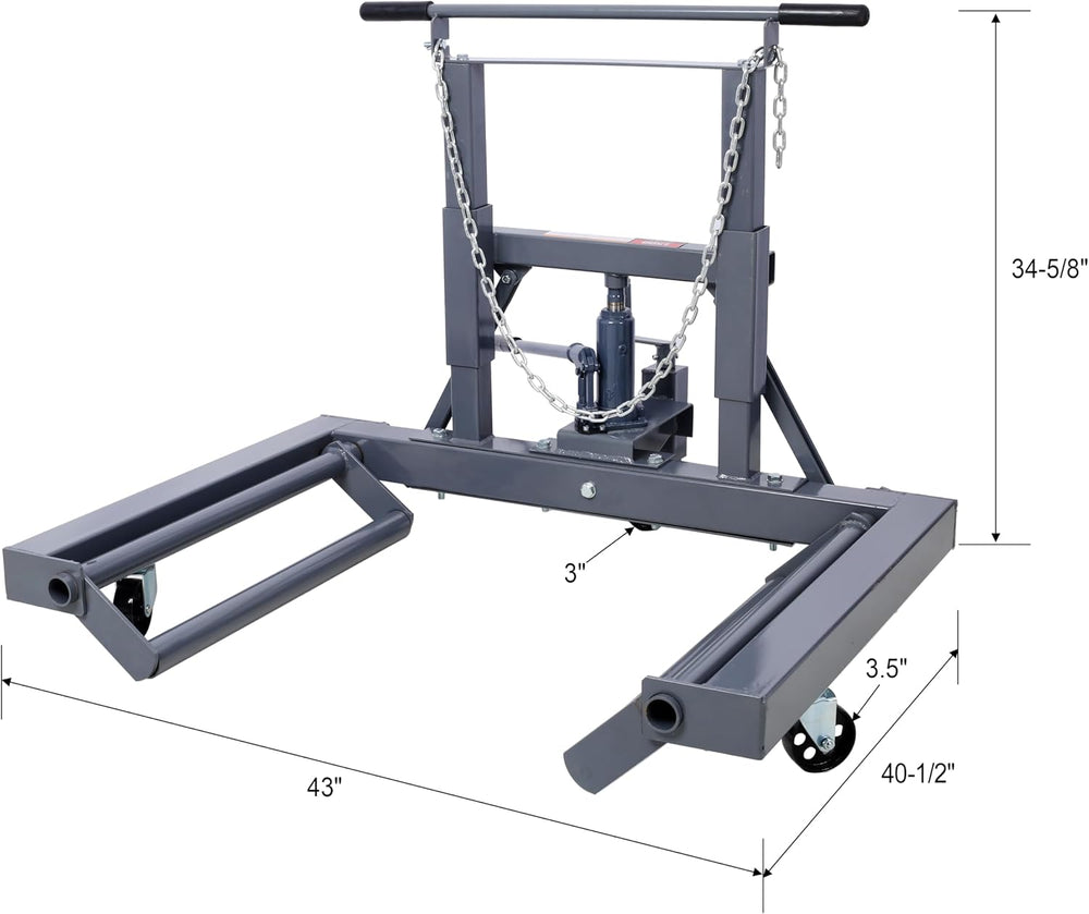 1500 lb Dual Wheel Dolly with Built-in Jack, Adjustable Height for Large Truc...
