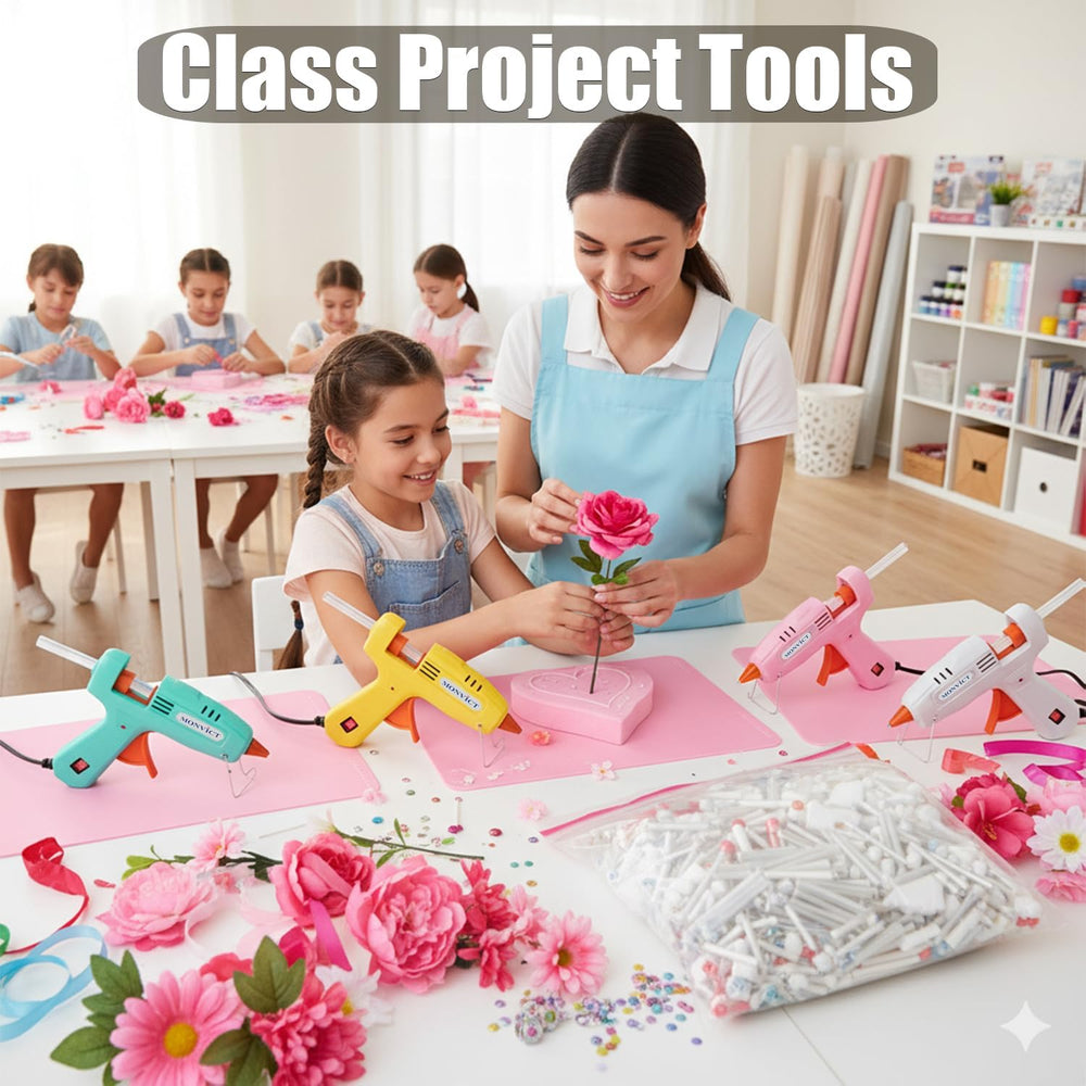 MONVICT 8 Pack 30W Hot Glue Gun Set with 50 Glue Sticks, High Temp Mini
