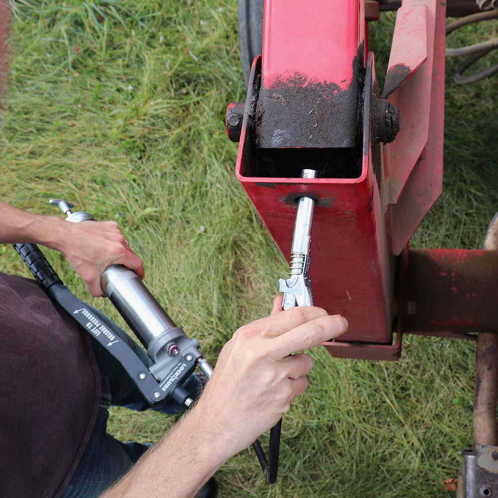 LockNLube Grease Gun Coupler XL - Universal Fit - Extra Reach for Recessed Gr...