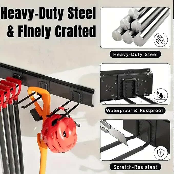 64'' Garage Tool Organizer Wall Mount, Garage Hooks Heavy Duty, Shove...