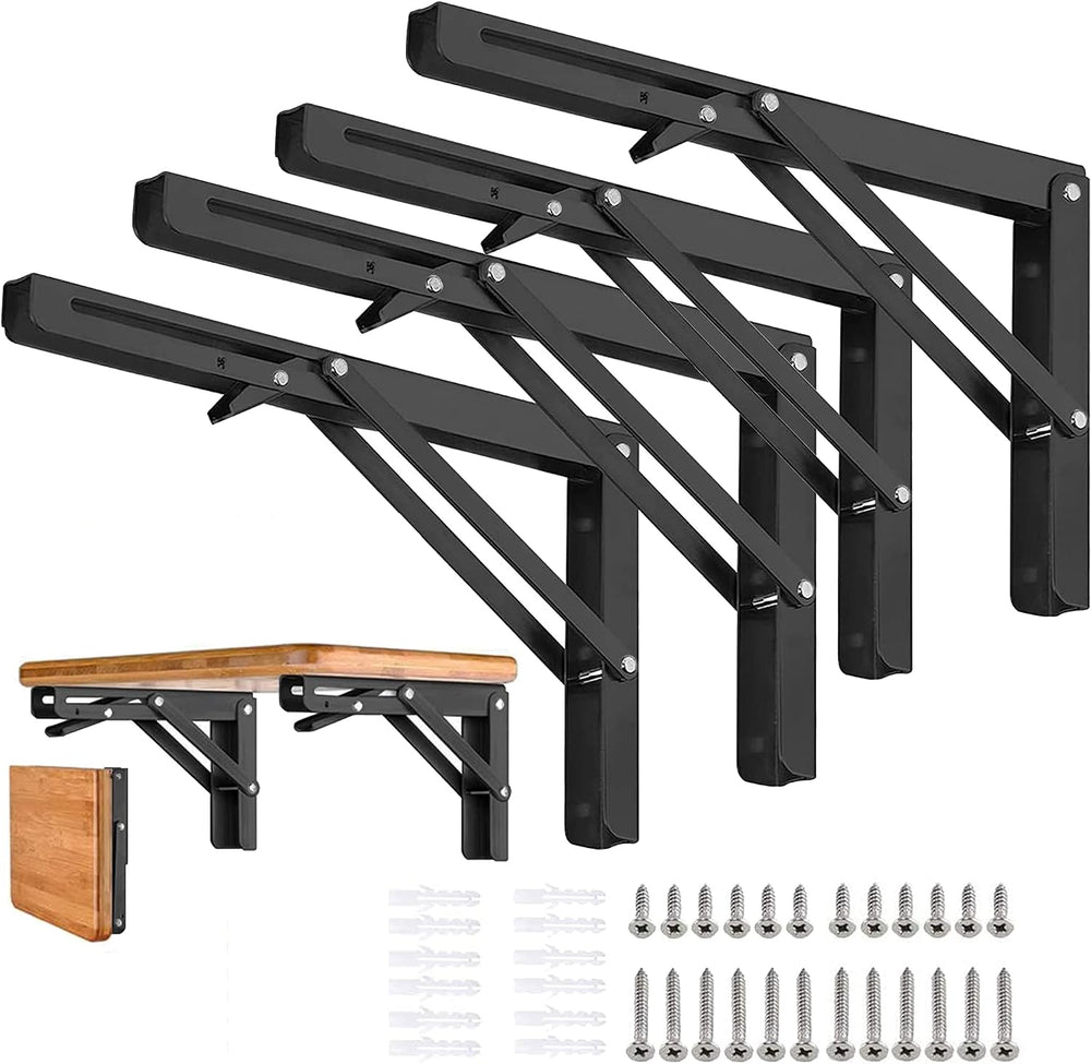 Folding Shelf Brackets - 20 Inch 4 Pcs Heavy Duty Metal Collapsible Shelf Bra...