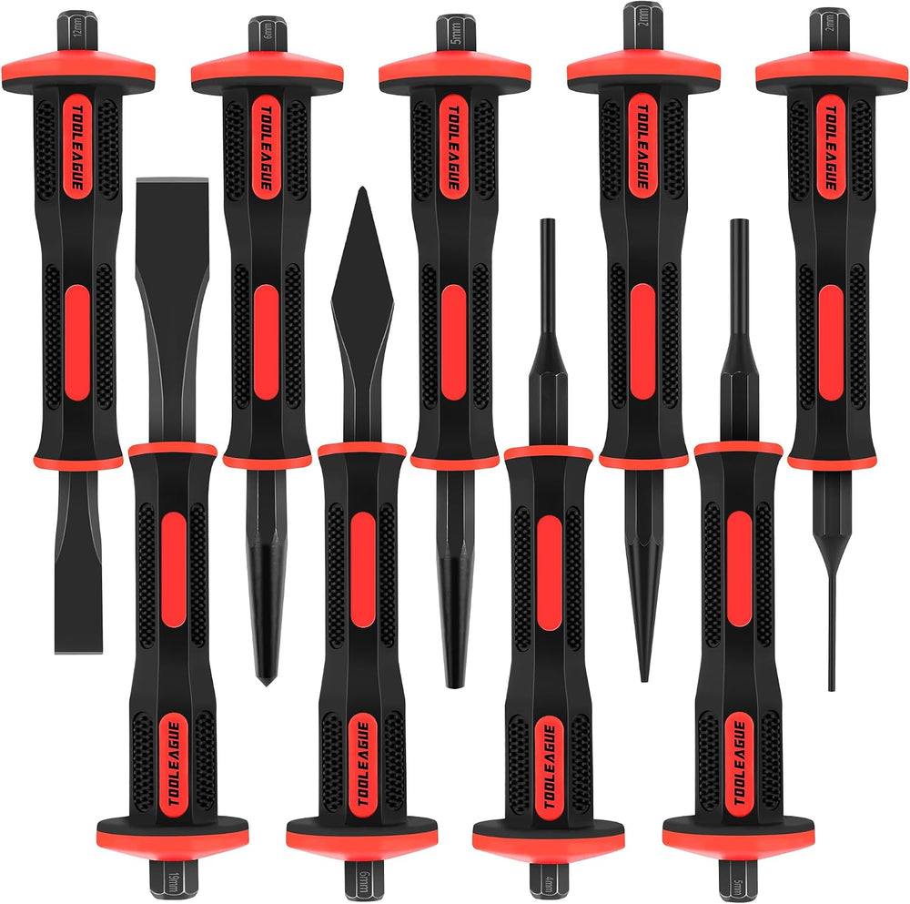 TOOLEAGUE 9Pcs Punch and Chisel Set with Hand Guard