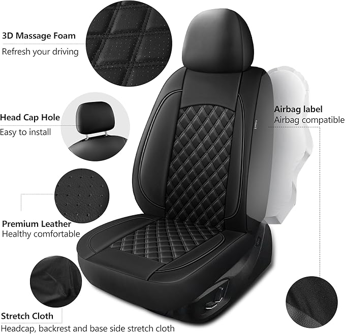 Leather Car Seat Covers, Breathable and Waterproof Napa Leather Automotive Seat