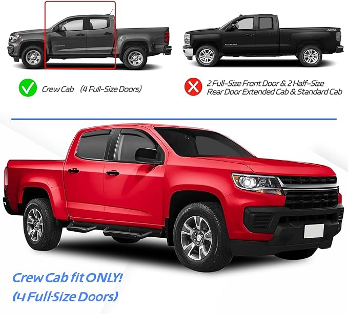 in Channel Rain Guards for 2015-2022 Chevy Colorado/GMC Canyon Crew Cab
