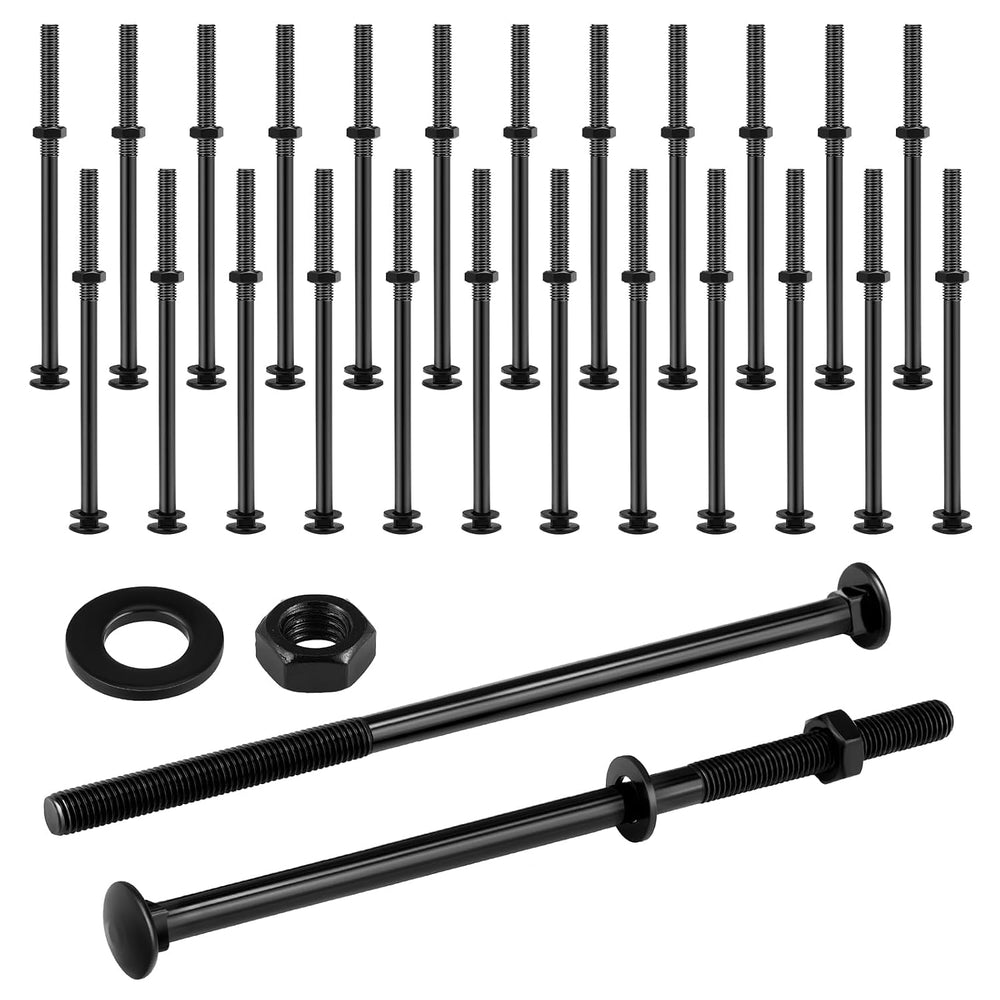 Zonon 24 Sets Carriage Bolt, Black, 1/2 x 10 Inch