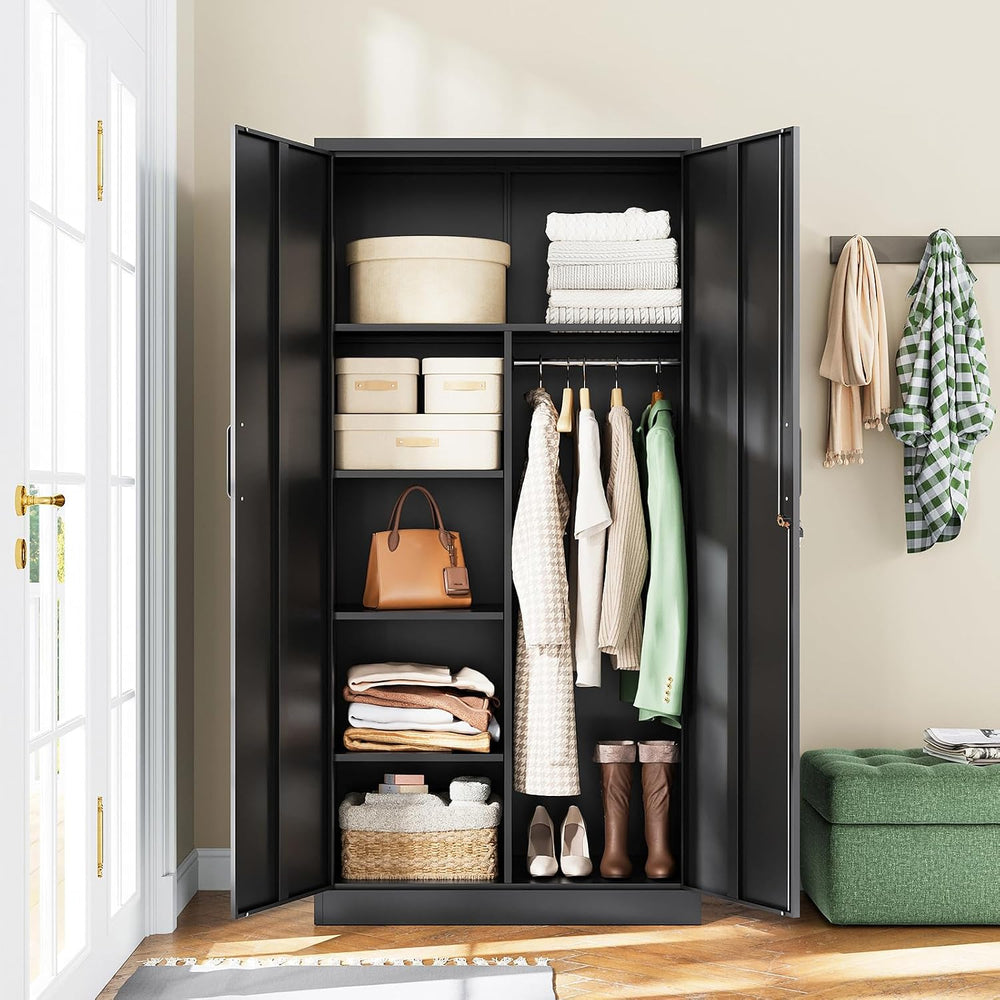 Letaya Metal Storage Cabinets Locker with Lock Door, 72'' Clothing Co...