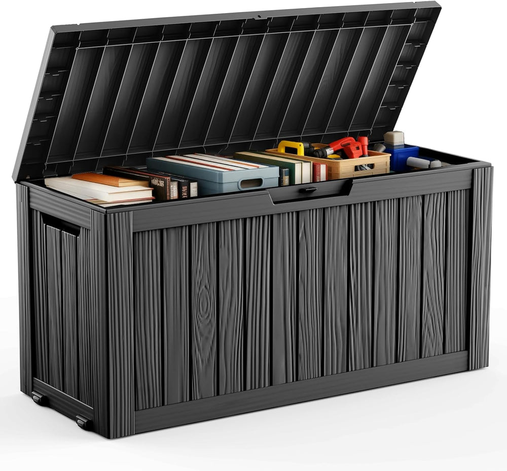 DRATO 75 Gallon Deck Box, Waterproof Resin Large Outdoor Storgae Box for Pati...