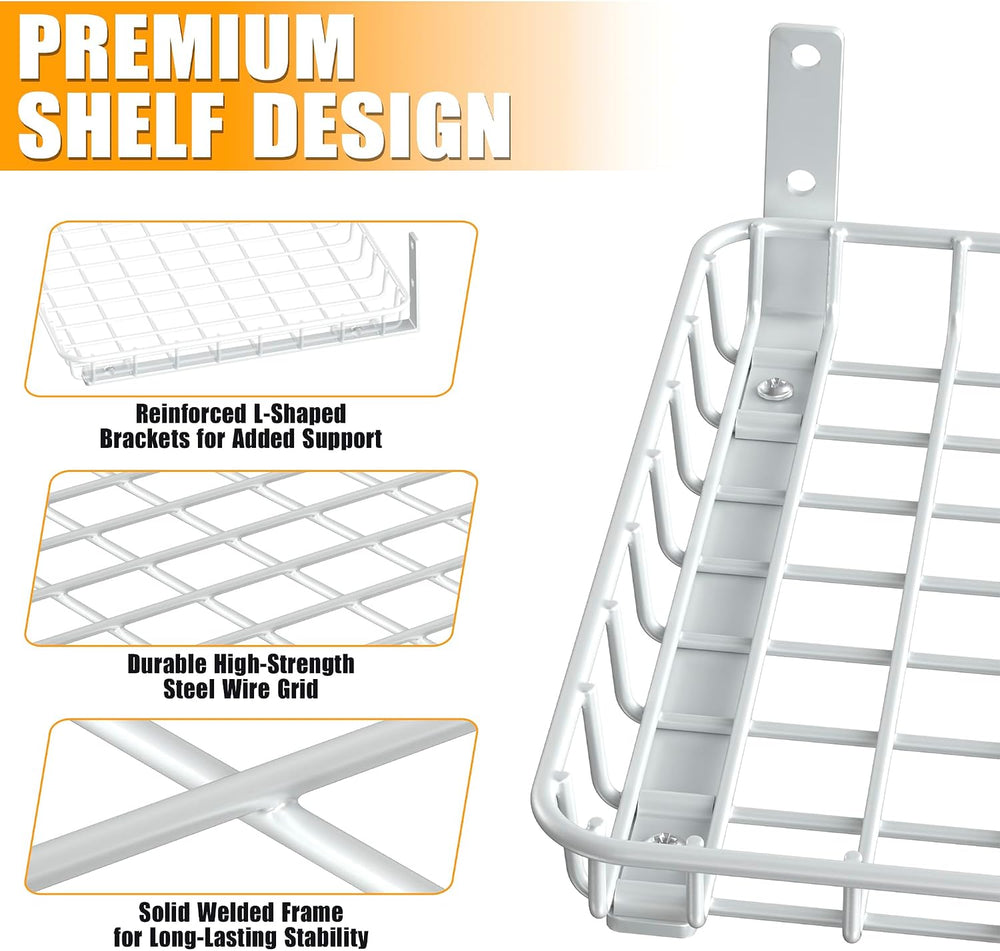 Ultrawall Wall Mounted Storage Shelves, Garage Metal Shelves 18x12 Inch